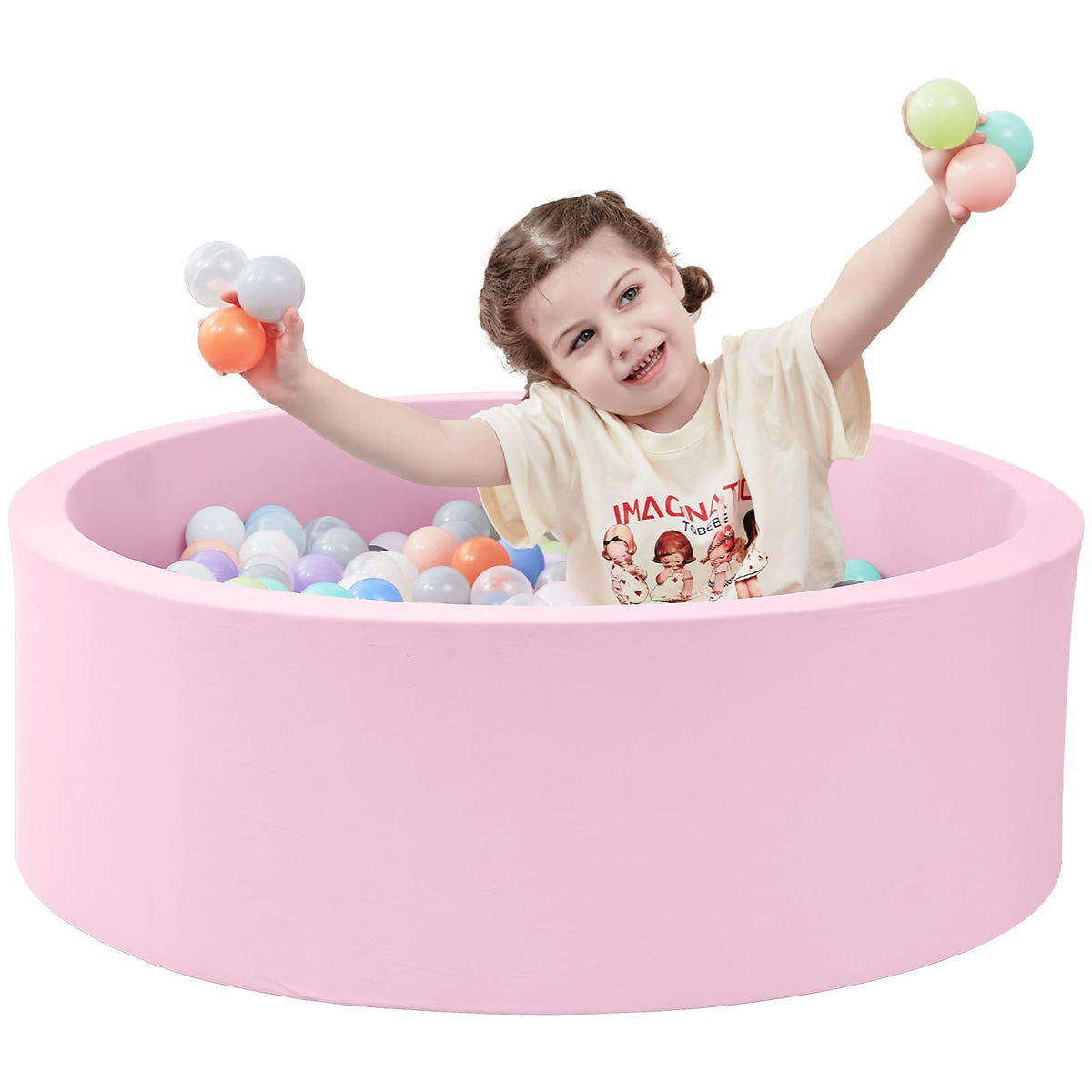 Foam Ball Pit, 35.4"x 11.8" Ball Pits for Toddlers-Grey