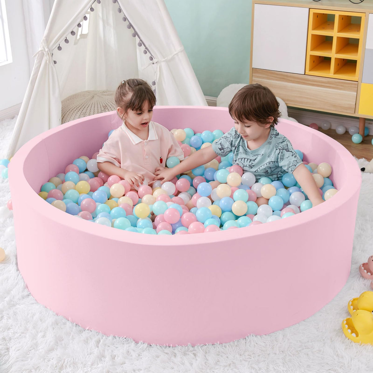 Foam Ball Pit, 35.4"x 11.8" Ball Pits for Toddlers-Grey