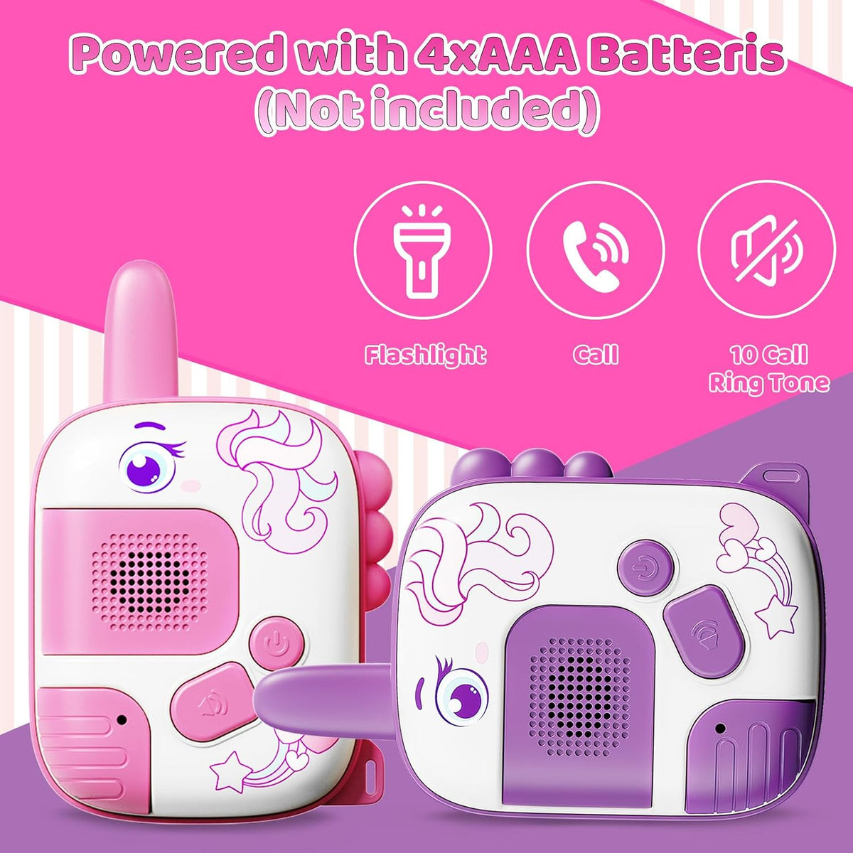 Kids Walkie Talkies for Girls Ages 3-8, Unicorn Long Range Walkie Talkie