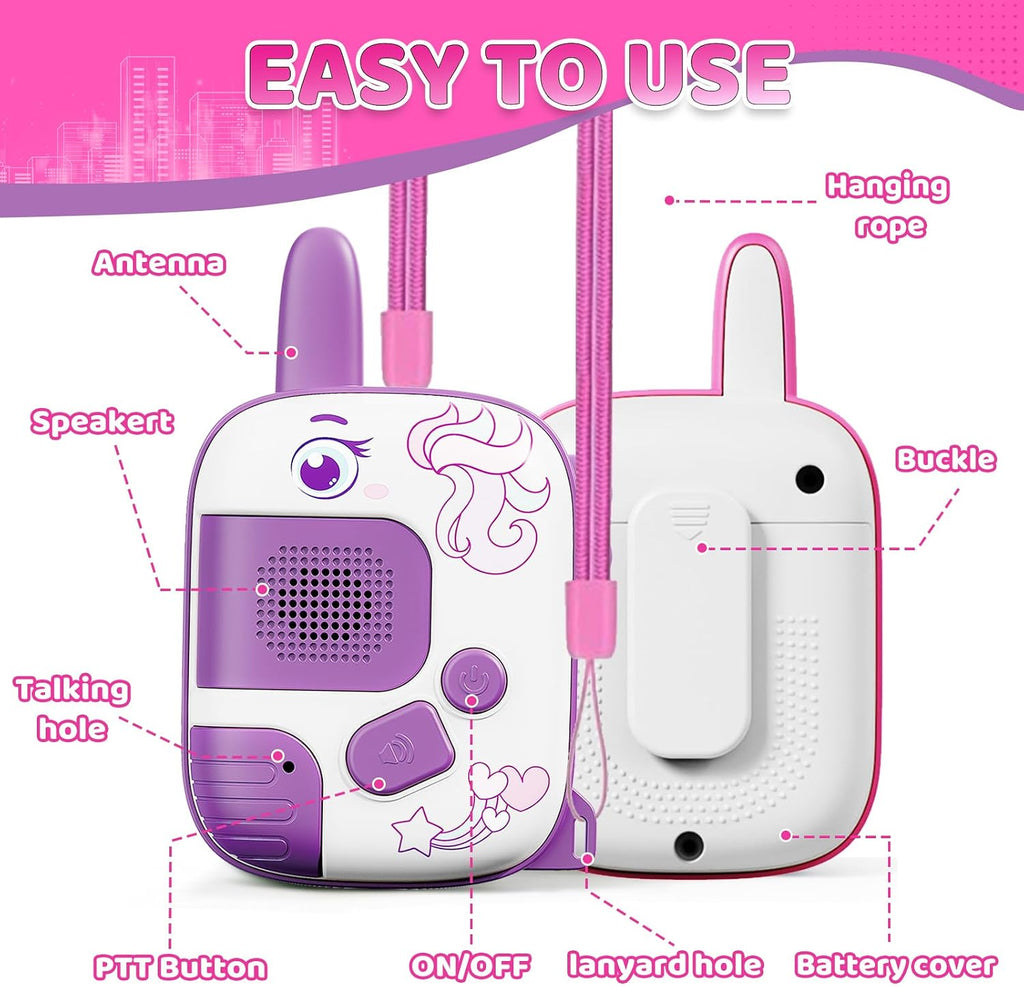 Kids Walkie Talkies for Girls Ages 3-8, Unicorn Long Range Walkie Talkie