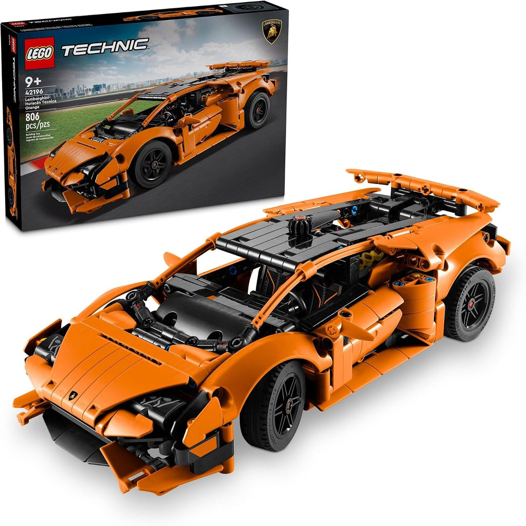 LEGO Technic Lamborghini Huracán Tecnica Orange Toy Cars - Building Toys for Kids, Boys & Girls, Ages 9+ - Lamborghini Toy Car W/ V10 Engine & Steering - Gift Ideas for Birthdays - 42196